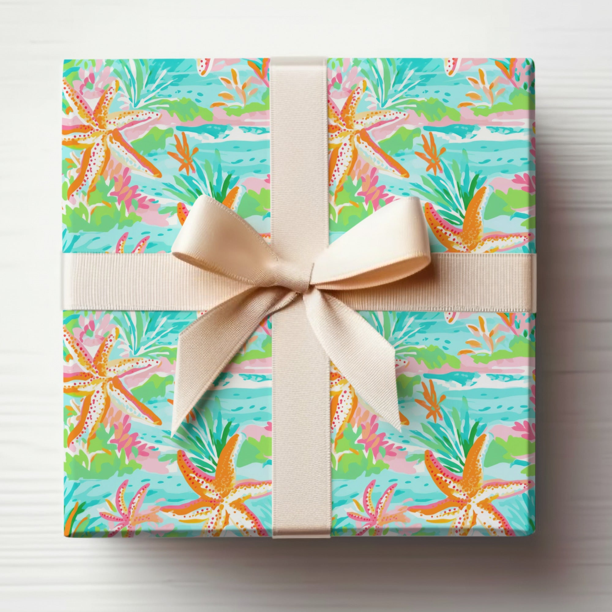 Preppy Beachy Seamless Bright Orange Beachy Pattern Digital