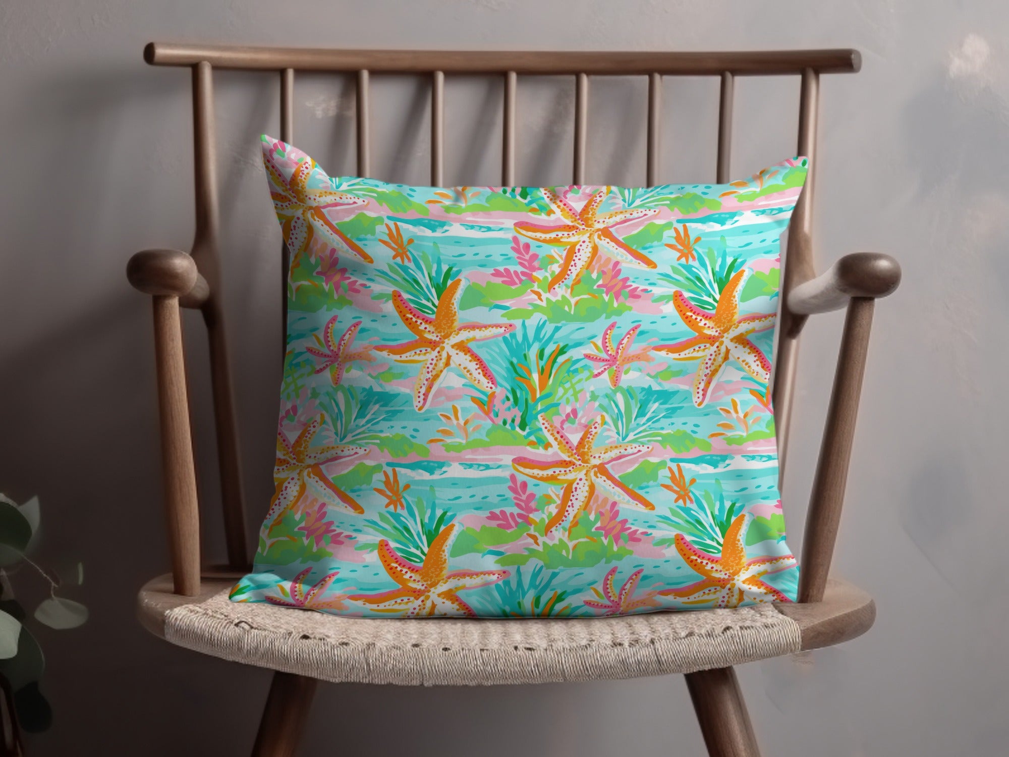 Preppy Beachy Seamless Bright Orange Beachy Pattern Digital