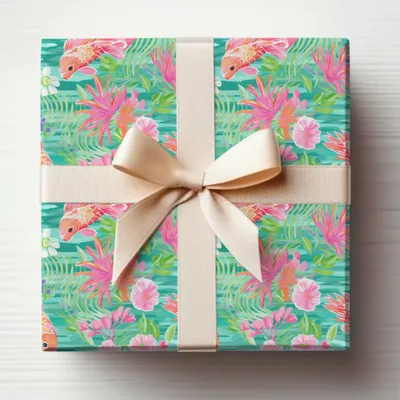 Preppy Beachy Seamless Bright Orange Floral Beachy Pattern Digital