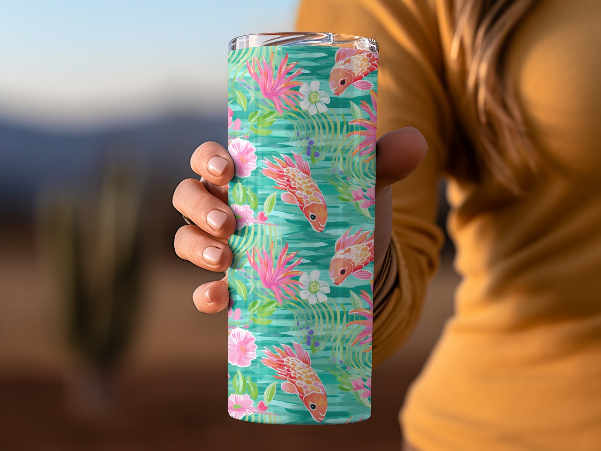 Preppy Beachy Seamless Bright Orange Floral Beachy Pattern Digital