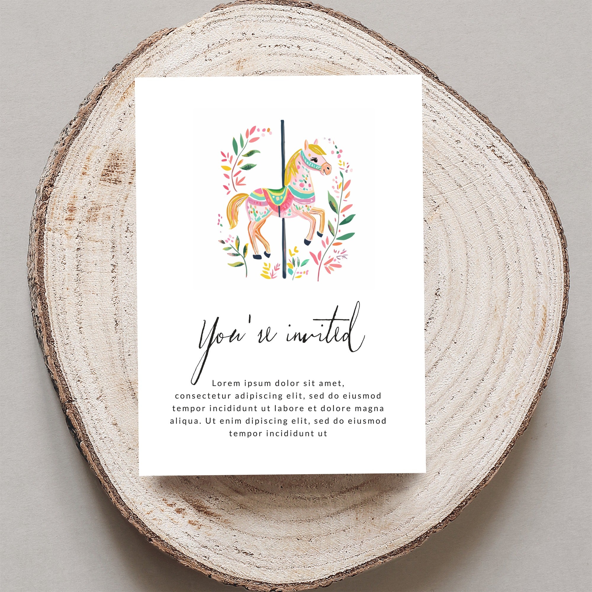 Preppy Carousel Horse SVG Digital Clip Art - Whimsical Nursery Decor PNG - Fairytale Bohemian Birthday Party Art Download