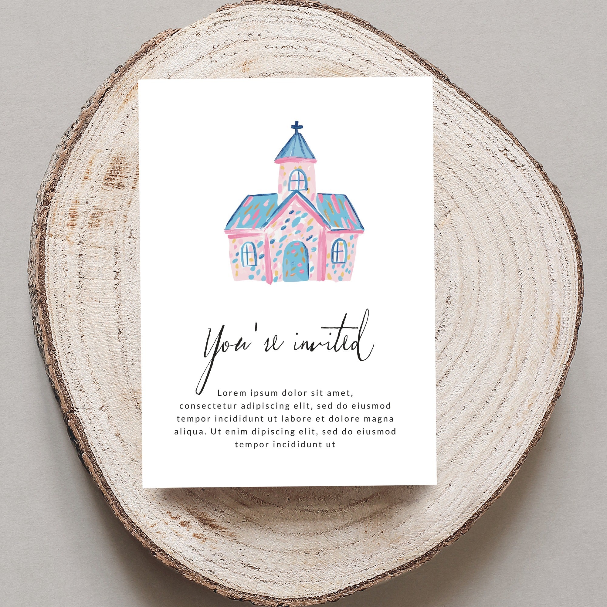 Preppy Church SVG, Digital Whimsical Chapel Clipart, Cute Pink Blue Christian Art Graphic for Easter, Baptism, Nursery Decor