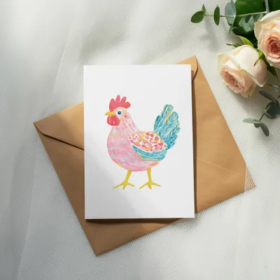 Preppy Clip Art Digital Chicken PNG | SVG Sublimation File Cute Hen | Farm Animal Clipart Pastel Rooster Art Whimsical Farm Decor