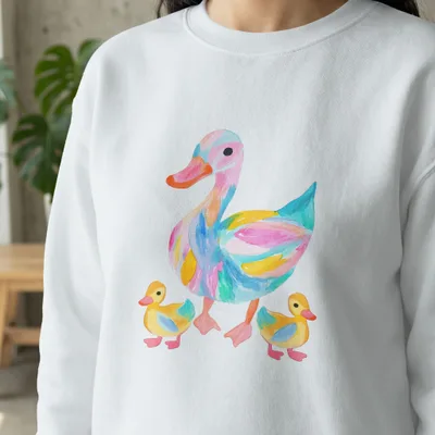 Preppy Clip Art Duck Family PNG SVG Sublimation File, Cute Nursery Animals Digital Art, Baby Shower Gift, Mother Duck and Ducklings Design SVG