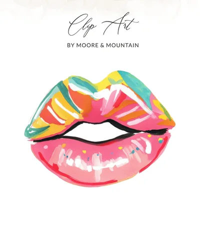 Preppy Clip Art Lips SVG Digital Download, Colorful Abstract Lip Art, Modern Pop Art Illustration for T-Shirts, Planner Stickers, PNG