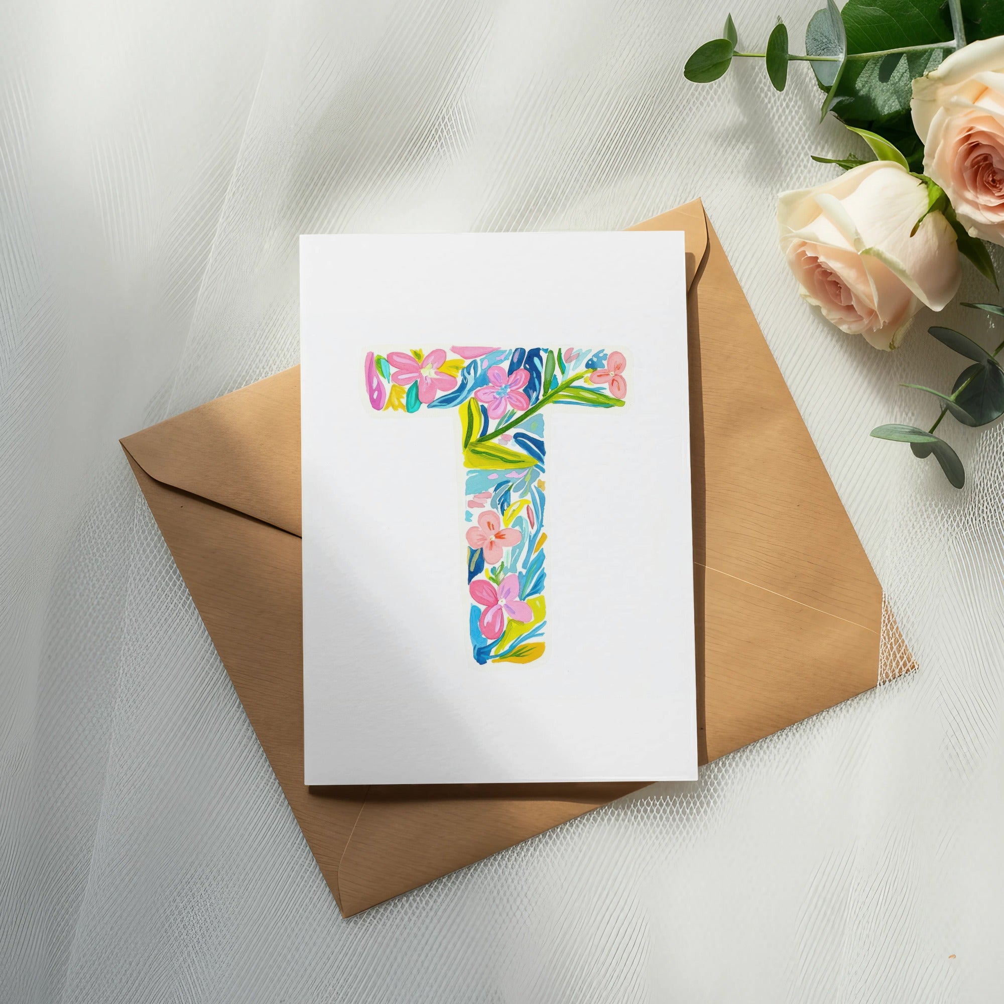 Preppy Clip Art PNG T Monogram SVG, Floral Alphabet Letter T Digital Download, Vibrant Initial Art, Preppy Party Decor, Printable Digital