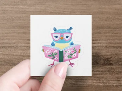 Preppy Clip Art Reading Owl SVG, Cute Book Lover Digital Art, Wise Student Teacher Gift, Kids Library Classroom Decor Digital File