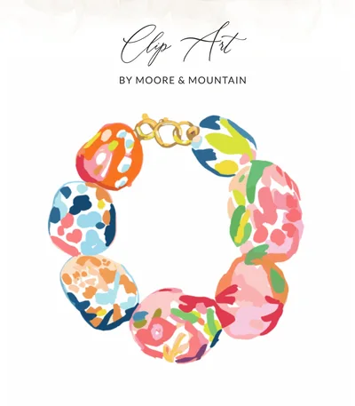 Preppy Clip Art SVG Digital, Vibrant Abstract Bracelet PNG, Colorful Resort Jewelry Illustration, Summer Sublimation Art, Instant Download