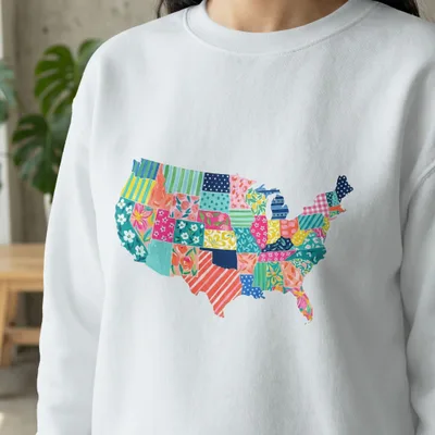 Preppy Clip Art USA Map SVG Digital, Colorful United States Map, Travel Art Print, Teacher Gift, Planner Digital File
