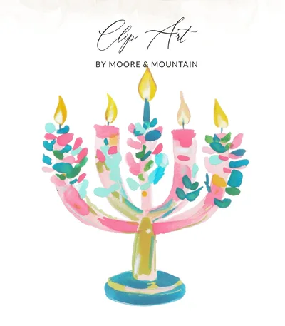 Preppy Clipart PNG Sublimation SVG File Digital Download for Colorful Candelabra Design, Abstract Candle Art, Party Decor Graphic Resource
