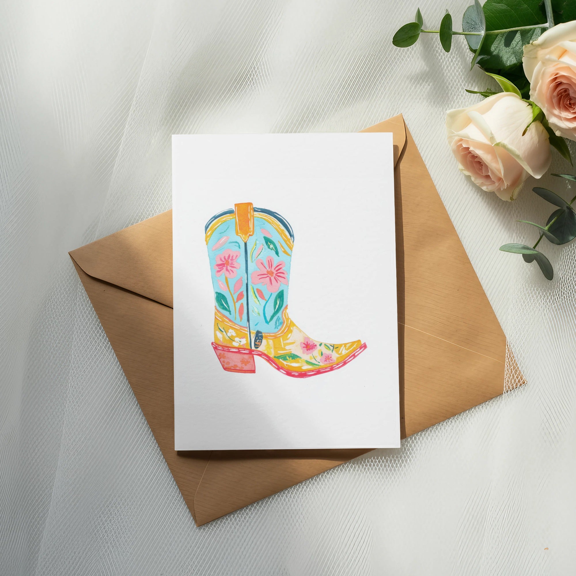 Preppy Cowgirl Boot SVG, Floral Western Boot Clip Art Digital, Boho Country Summer Graphic PNG, Aesthetic Bachelorette Party Design File SVG