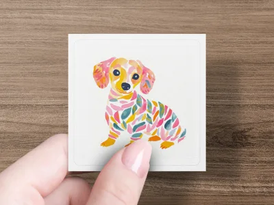Preppy Dachshund Digital Art, Rainbow Aesthetic PNG, Kawaii Dog Clipart, Trendy Girly Design, Printable Sticker File, Cricut Cut File SVG