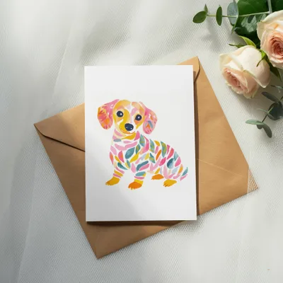 Preppy Dachshund Digital Art, Rainbow Aesthetic PNG, Kawaii Dog Clipart, Trendy Girly Design, Printable Sticker File, Cricut Cut File SVG