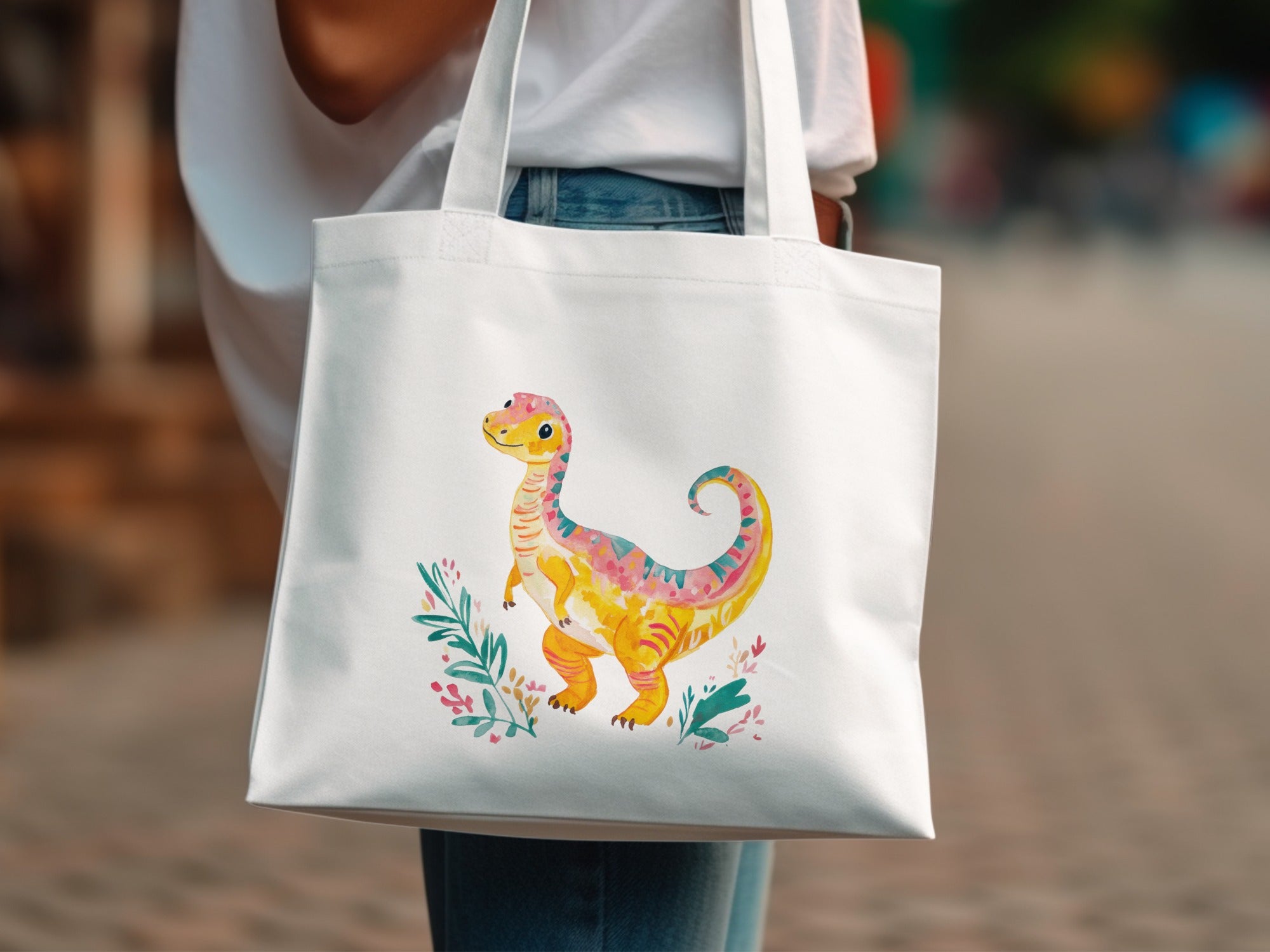 Preppy Dinosaur Clipart, Cute Animal PNG, Vibrant Pastel SVG, Rainbow Aesthetic Art, Trendy Girly Design, Printable Sticker File, Cricut Cut SVG