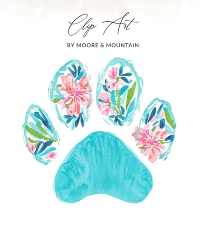 Preppy Dog Paw Print SVG Digital T-Shirt Design, Floral Paw Print Clip Art, Pet Lover Gift, Watercolor Animal Lover Tee, Cute Dog Mom PNG SVG