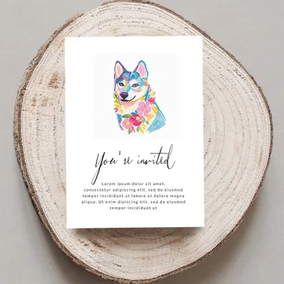 Preppy Dog PNG SVG, Watercolor Husky Clipart, Floral Pet Art, Colorful Girly Graphic, Trendy Sticker Design, Sublimation Download, Cute
