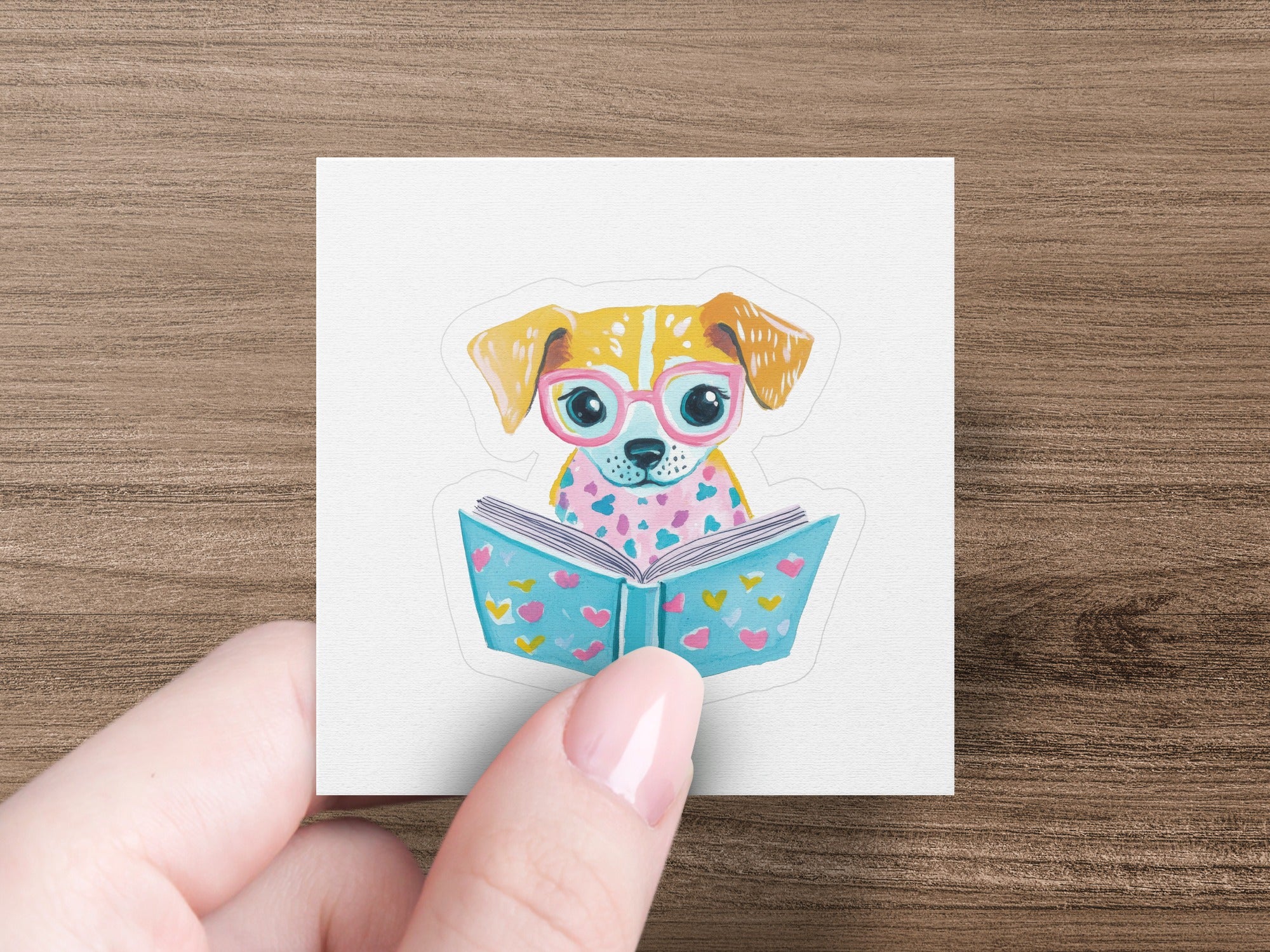 Preppy Dog Reading Book Clip Art SVG, Cute Puppy with Glasses Digital Download for Book Lovers, Dog Mom Gift, Planner Sticker Digital