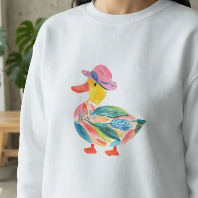 Preppy Duck Clip Art PNG SVG Sublimation File, Whimsical Farm Animal Digital Download, Cute Spring Duck Design