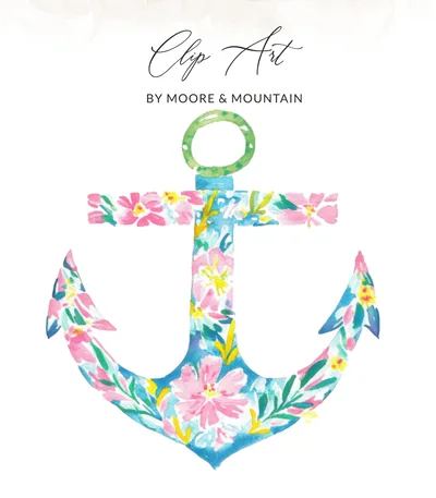 Preppy Floral Anchor PNG SVG Sublimation File, Preppy Clip Art Digital Nautical Coastal Summer Design, Instant Download Digital Product