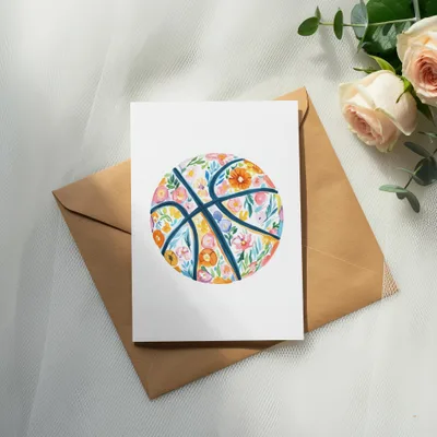 Preppy Floral Basketball SVG, Vibrant PNG Download, Rainbow Aesthetic Art, Colorful Sticker Design, Trendy Girly Graphic, Cricut Cut File SVG