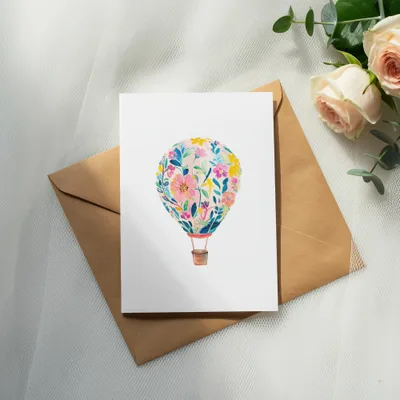 Preppy Floral Hot Air Balloon Digital, Cute Balloon Clipart PNG, Rainbow Sticker Design, Printable Art, Whimsical Illustration SVG