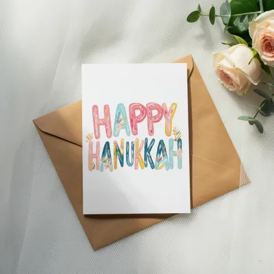 Preppy Happy Hanukkah PNG, Painterly Pastel Artwork SVG, Digital Download, Vibrant Gouache Style Illustration, Brushstroke Texture Clipart SVG