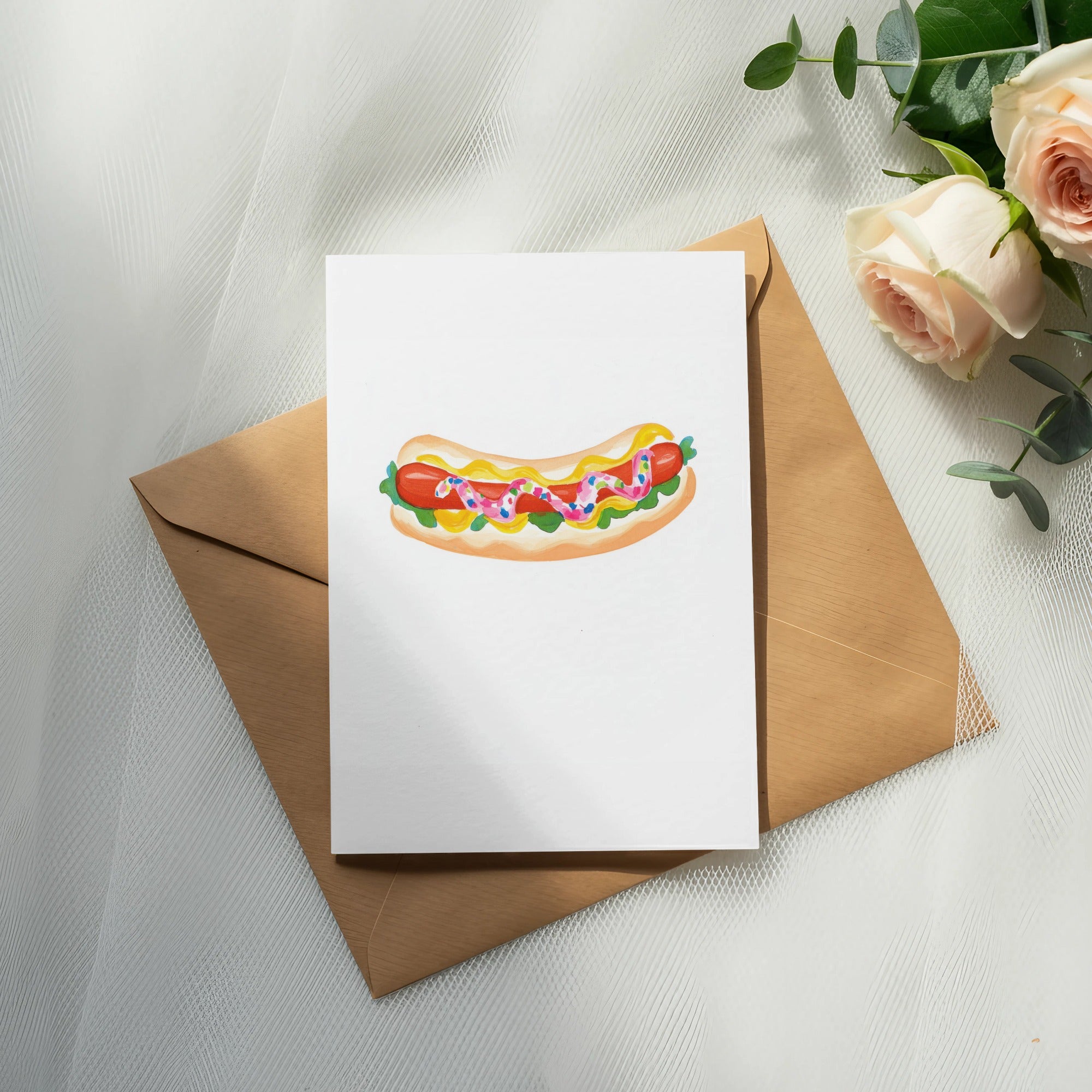 Preppy Hot Dog PNG SVG, Gouache Style Illustration, Vibrant Painted Aesthetic Digital Download, Trendy Artsy Girly Clipart, Painterly Pastel SVG