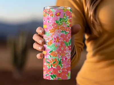 Preppy Hot Pink Floral Seamless Pattern for Commercial Use