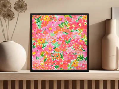 Preppy Hot Pink Floral Seamless Pattern for Commercial Use