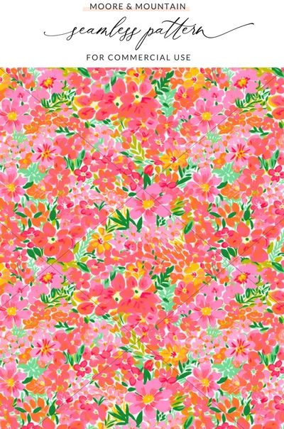 Preppy Hot Pink Floral Seamless Pattern for Commercial Use