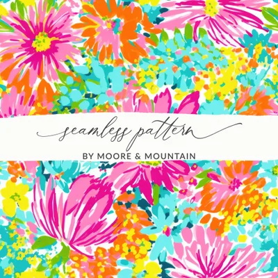 Preppy Hot Pink Floral Seamless Pattern for Commercial Use