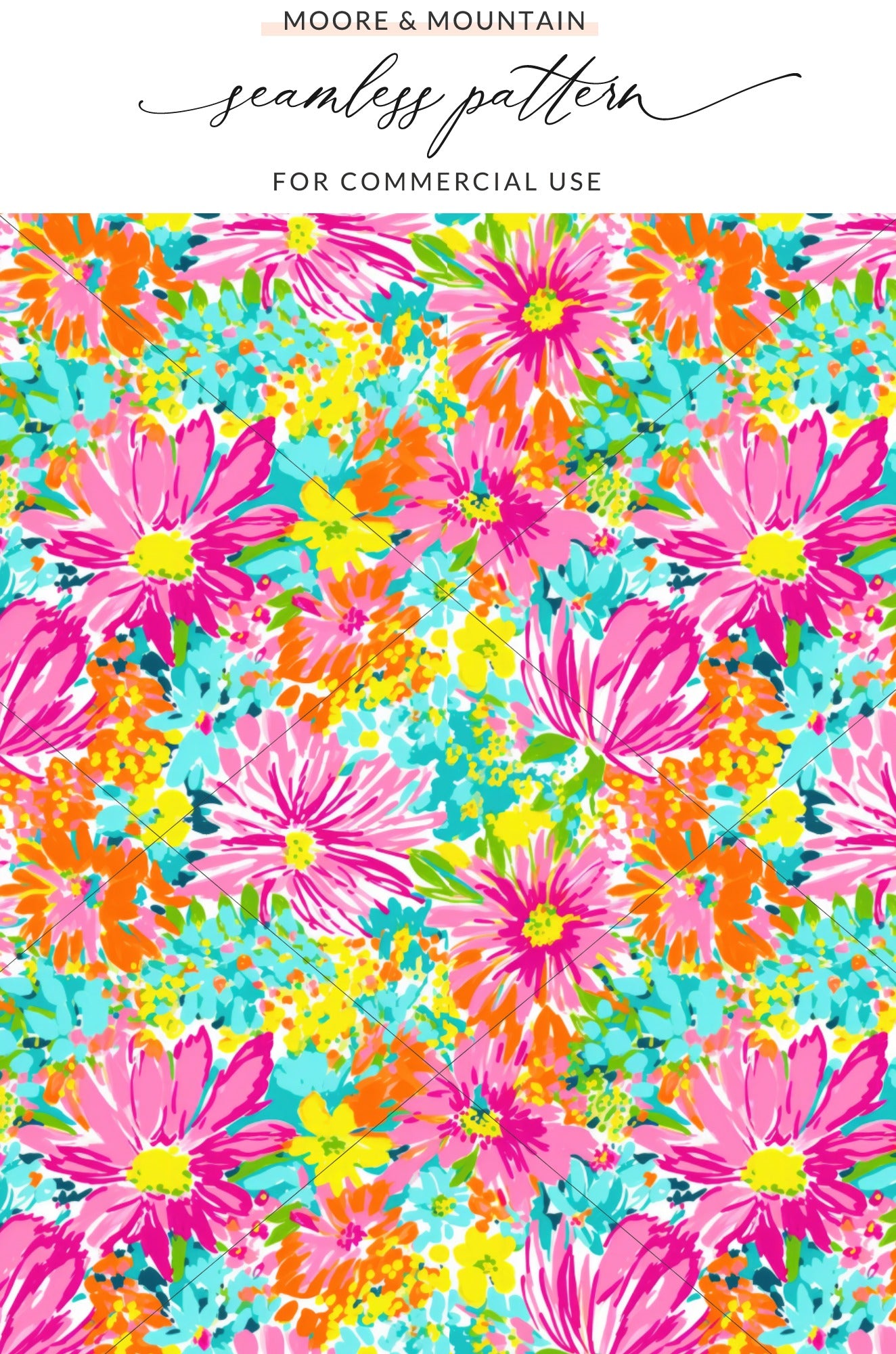 Preppy Hot Pink Floral Seamless Pattern for Commercial Use