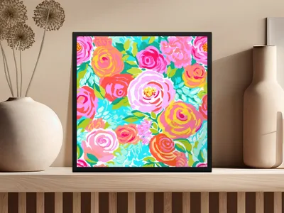 Preppy Hot Pink Floral Seamless Pattern for Commercial Use Digital