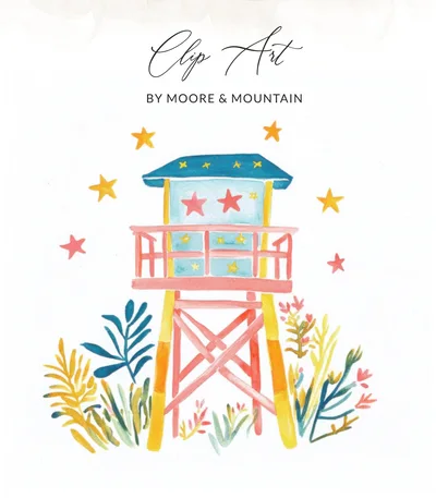 Preppy Lifeguard Tower PNG SVG, Pastel Beach Clipart, Trendy Girly Graphic, Summer Aesthetic, Cricut Cut File, Sublimation Design