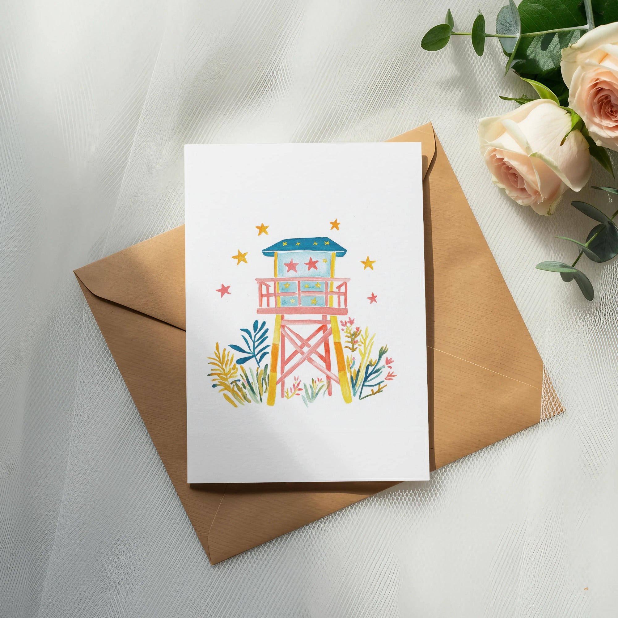 Preppy Lifeguard Tower PNG SVG, Pastel Beach Clipart, Trendy Girly Graphic, Summer Aesthetic, Cricut Cut File, Sublimation Design