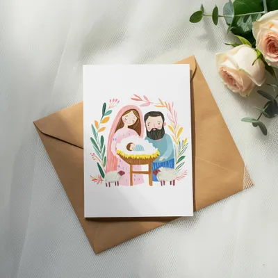 Preppy Nativity Scene SVG Digital Download, Whimsical Christmas PNG, Holy Family Art Print, Christian Home Decor Gift