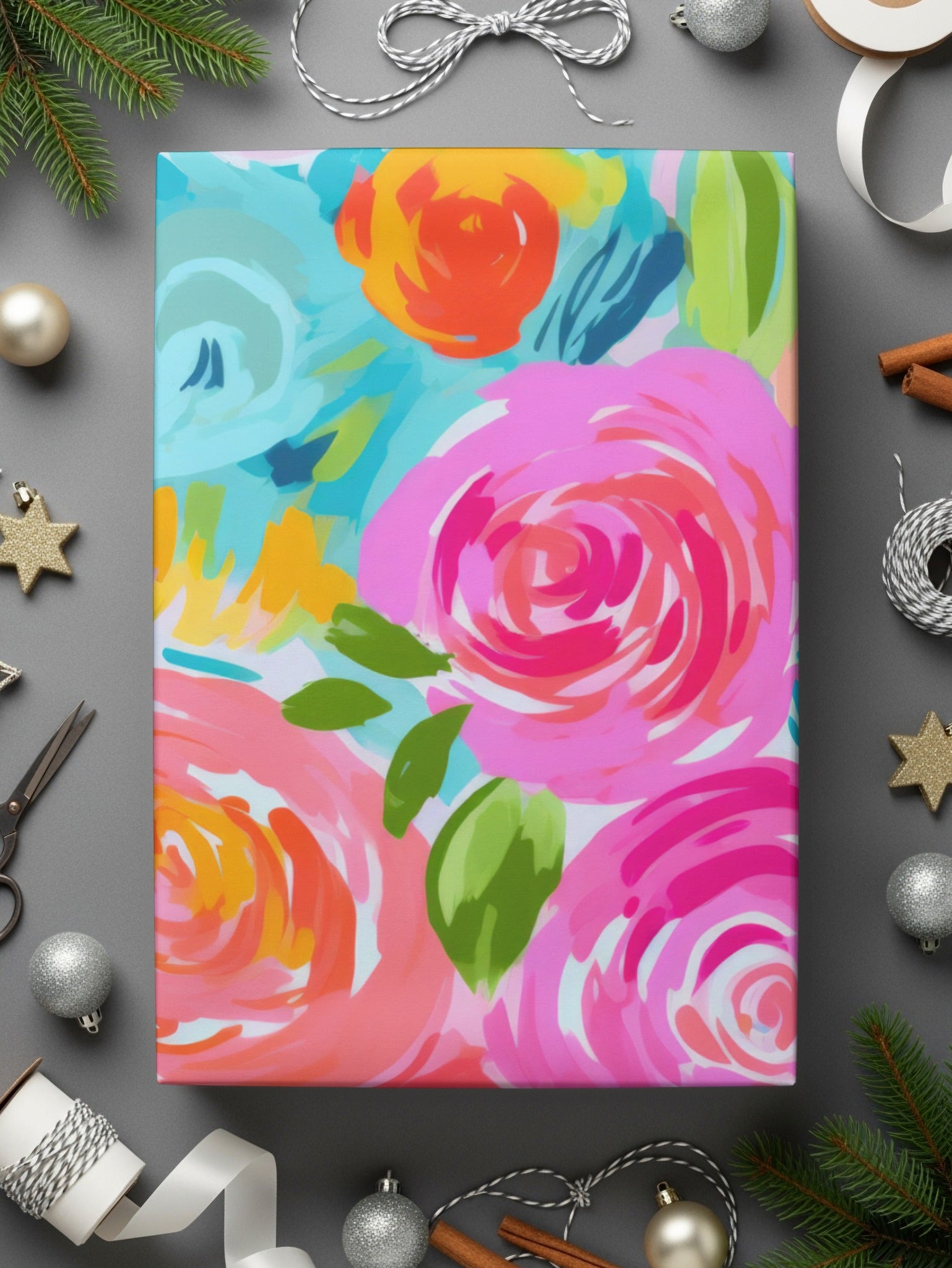 Preppy Neon Floral Maximalist Floral Pattern Digital
