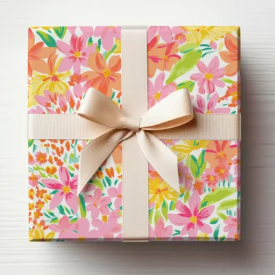 Preppy Neon Floral Pattern Hot Pink Summery Bright Floral Digital