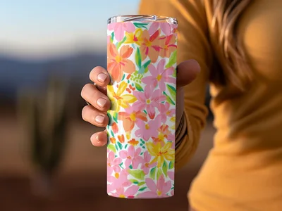 Preppy Neon Floral Pattern Hot Pink Summery Bright Floral Digital