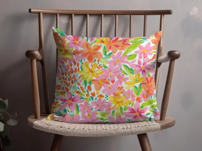 Preppy Neon Floral Pattern Hot Pink Summery Bright Floral Digital