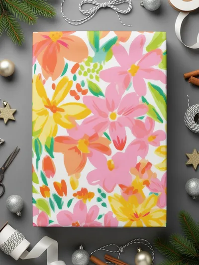 Preppy Neon Floral Pattern Hot Pink Summery Bright Floral Digital