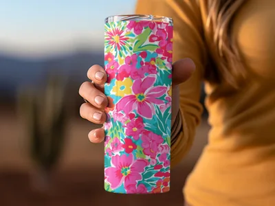 Preppy Neon Floral Seamless Pattern for Commercial Use