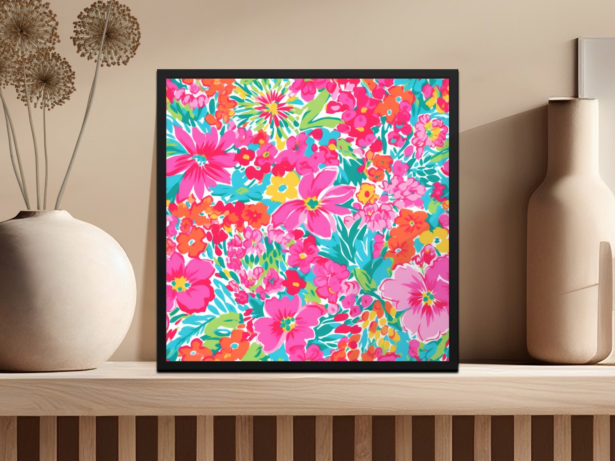 Preppy Neon Floral Seamless Pattern for Commercial Use