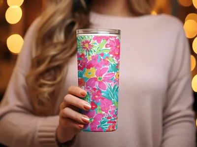 Preppy Neon Floral Seamless Pattern for Commercial Use