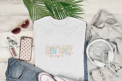 Preppy new york Digital Art png, Watercolor Floral svg, Painterly Pastel Artwork, Hand Illustrated Clipart, Trendy Sticker, Textured Paint SVG