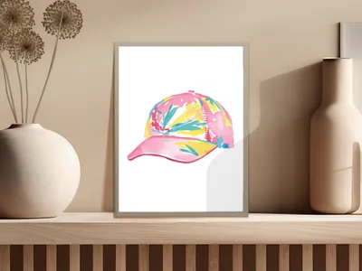 Preppy Painterly Baseball Cap SVG, Preppy PNG Clipart, Gouache Style Illustration, Preppy Clip Art Digital Artwork, Trendy Girly Graphic SVG
