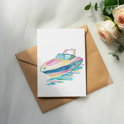 Preppy Painterly Boat SVG, PNG, Gouache Style Illustration, Watercolor Preppy Graphic, Trendy Pastel Artwork, Digital Clipart SVG