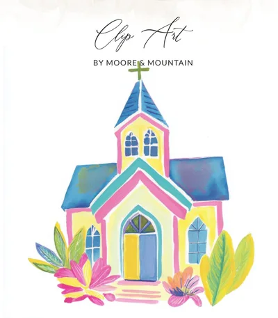 Preppy Painterly Church SVG, Preppy Chapel PNG Clipart, Gouache Style Digital, Preppy Clip Art Preppy Graphic, Vibrant Pastel Aesthetic Art SVG