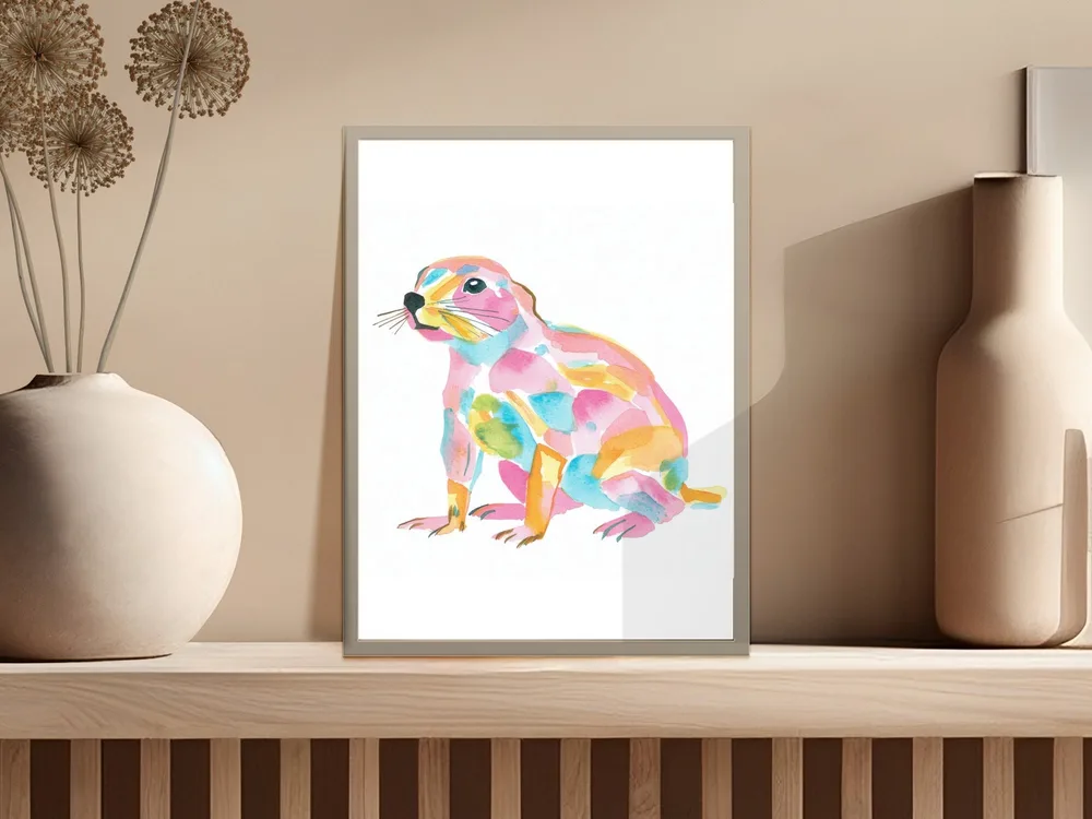 Preppy Painterly Prairie Dog SVG, Hand Painted PNG Clipart Digital, Gouache Style Illustration, Watercolor Pastel Graphic, Vibrant Artsy