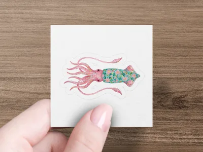 Preppy Painterly Squid SVG, Gouache Style Illustration, Watercolor Preppy Graphic, Artsy Girly Digital PNG Clipart, Trendy Sticker Design SVG